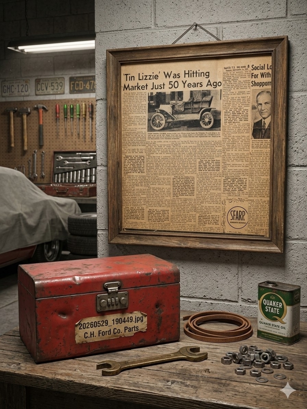 Vintage newspaper article "Tin Lizzie' Was Hitting Market Just 50 Years Ago".